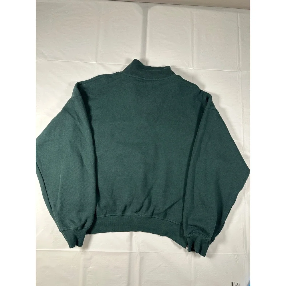 Victorias Secret PINK Quarter Zip Sweatshirt Forest Green Cropped Pullover L - Picture 4 of 4